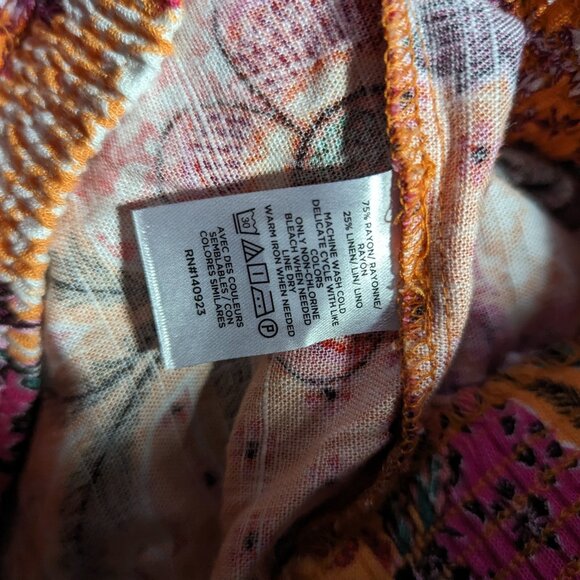 Loft Maxi Skirt Tiered Slit Tropical Floral Pattern Linen Blend Pull On Large - Picture 6 of 6